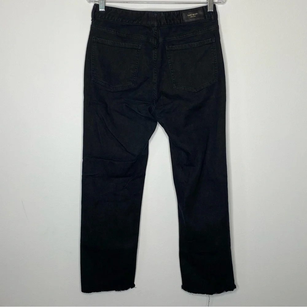 Kate Spade High Rise Broome Street Straight Leg Cropped Frayed Hem Jeans